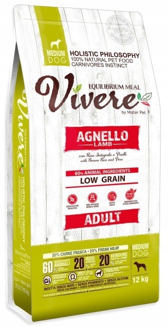 Levně Vivere Dog Low Grain Medium Adult Lamb 12 kg