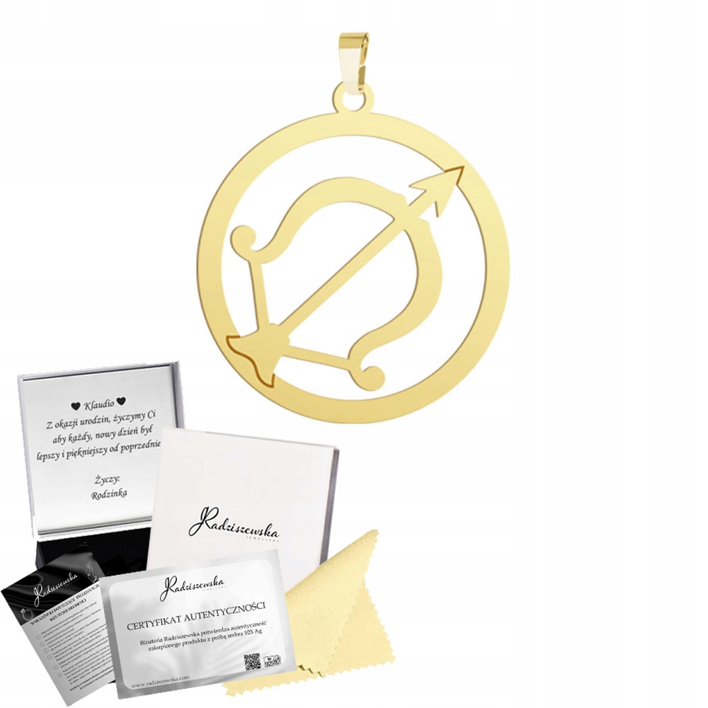 Přívěsek Zlaté znamení zvěrokruhu Střelec Stříbro 925 Dárek Dedikace Bonus