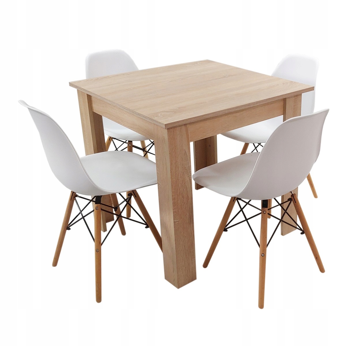 Zestaw stół Modern 80x80 4 krzesła Milano białe