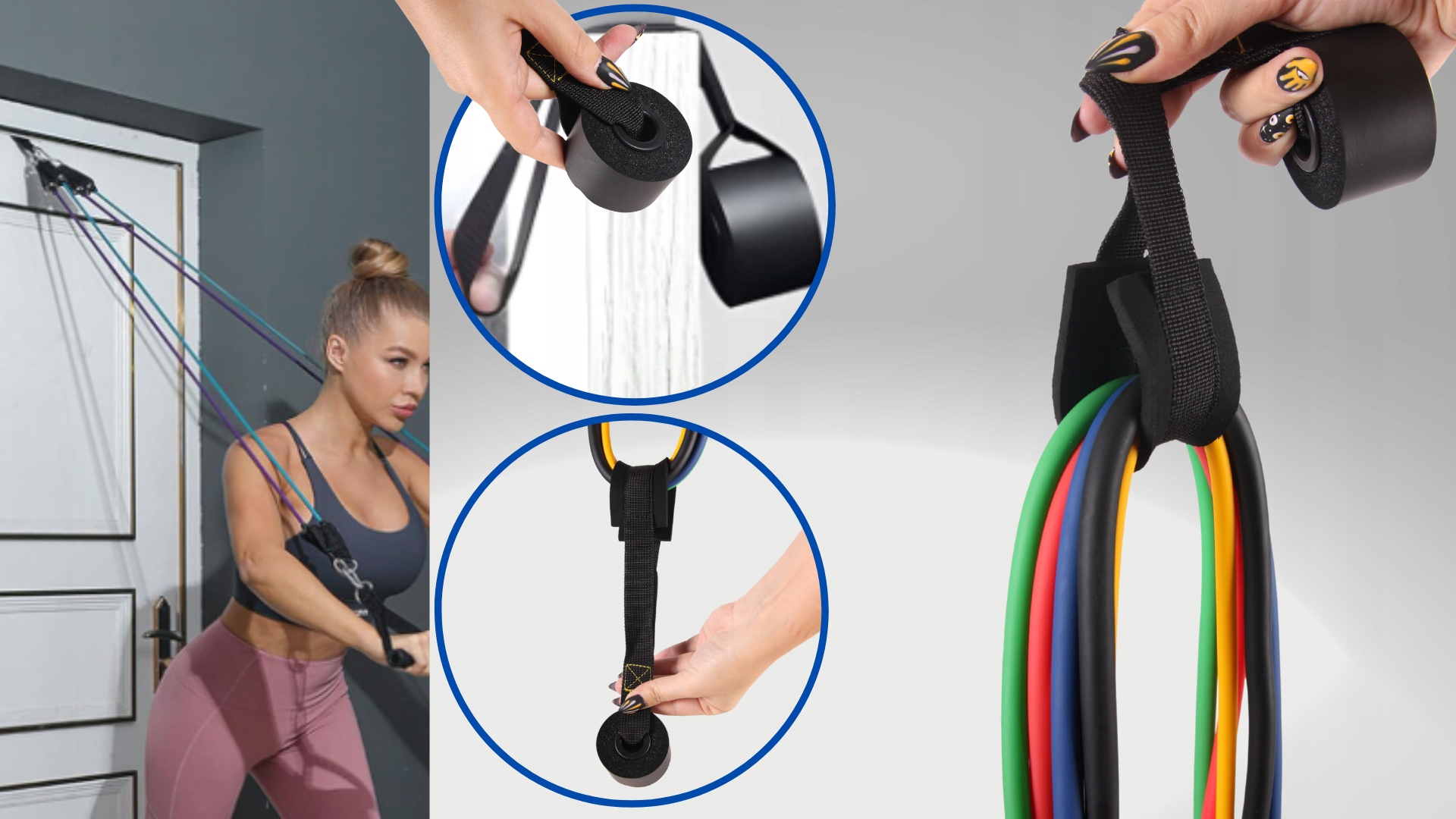 ZESTAW 5 GUM OPOROWYCH EKSPANDERÓW SOLIDNE GUMY KARABŃCZYKI TRENING DOMU Długość (cm) 120 cm