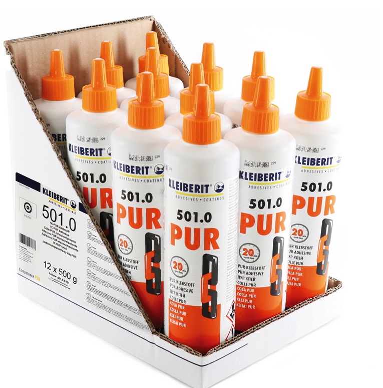 Lepidlo Kleiberit 501 PUR(D4) 0,5 kg Polyuretanové Lepidlo Na Dřevo Sada 12 Ks