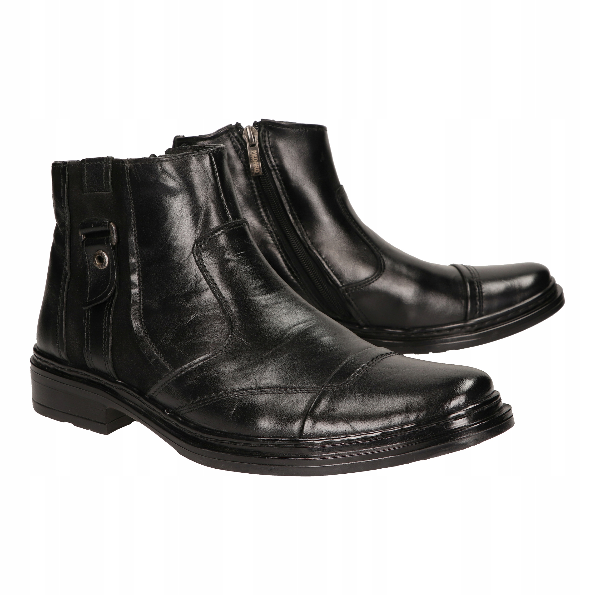 BUTY MĘSKIE SZTYBLETY SKÓRZANE POLSKIE ZIMOWE TRZEWIKI MEDARDD 366CZ R40