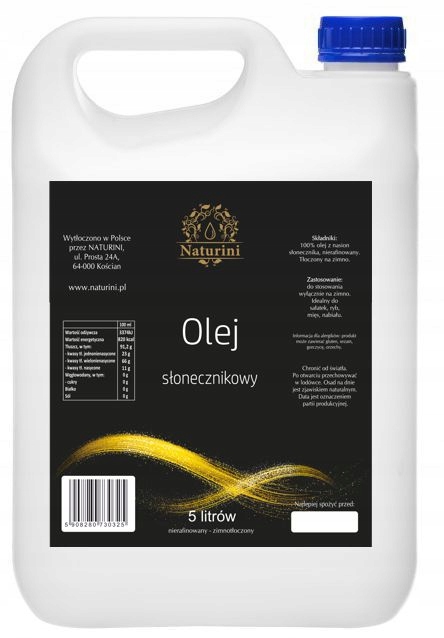 Slunečnicový masážní olej Nerafinovaný, lisovaný za studena kanystr 5 l