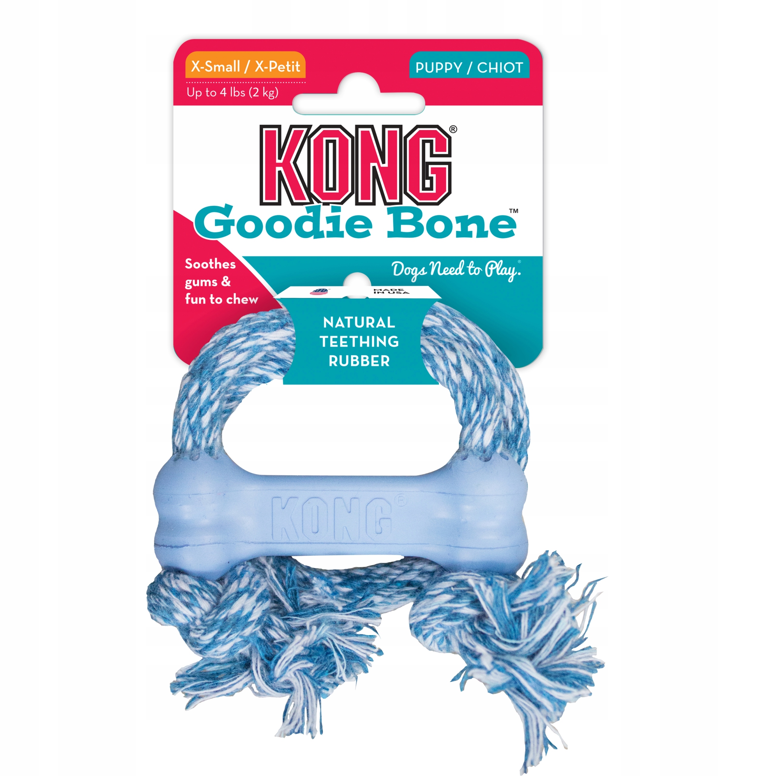

Zabawka Kong Puppy Goodie Bone with Rope Xs