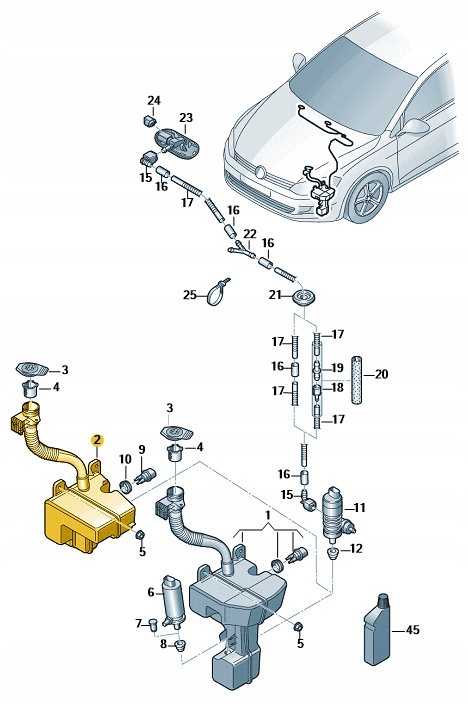 5NA955453A - Бачок омывателя омывателя VW Tiguan ASO