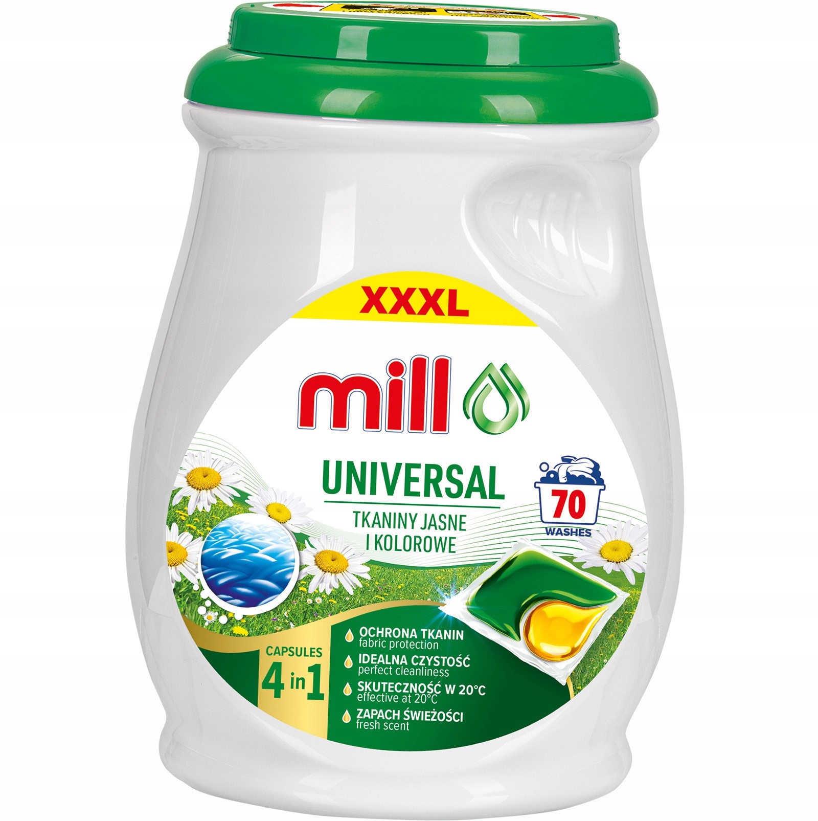 Levně MILL Kapsle na praní Univerzální 50 praní 4v1 70 kusů Universal Duo Caps