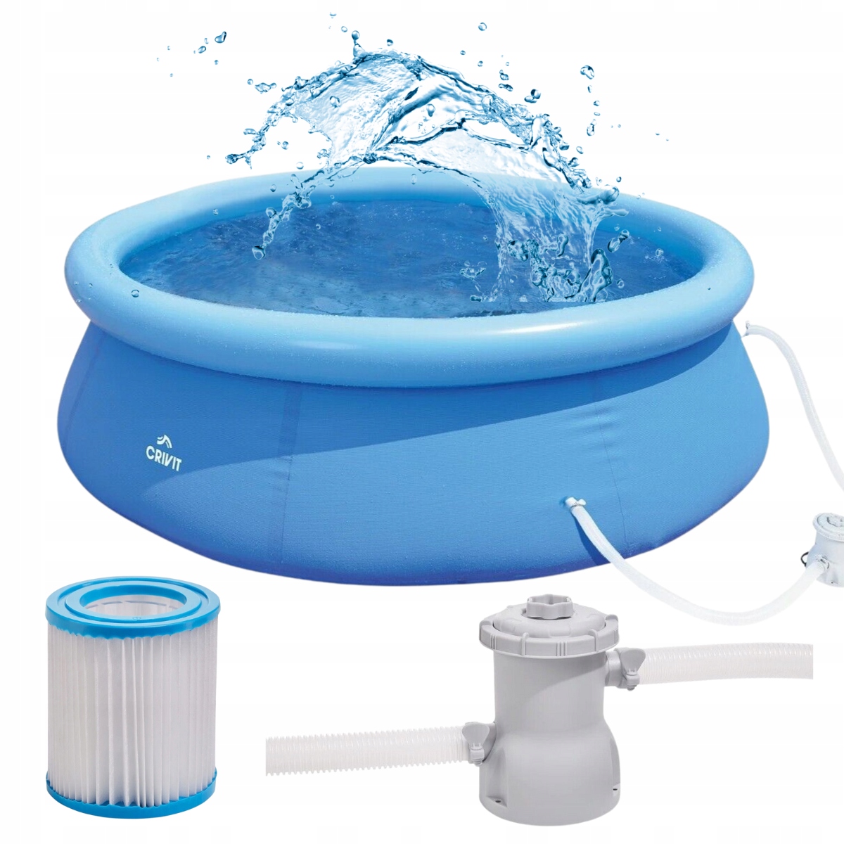 Basen Quick-up Crivit 240 x 63 cm pompka filtrująca dmuchany niebeski