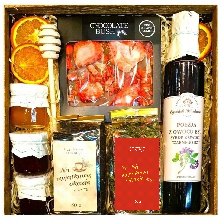 Levně Dárkový Koš Dárek Dárkové Balení Čaje Sirup Čokoláda Konfitra Citron