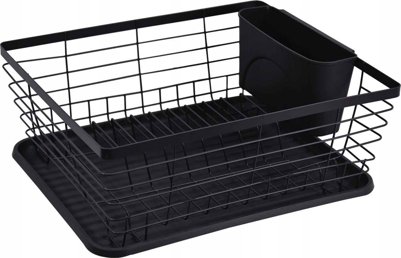 SUSZARKA DO NACZYŃ OCIEKACZ Z TACKĄ STOJĄCA CZARNA