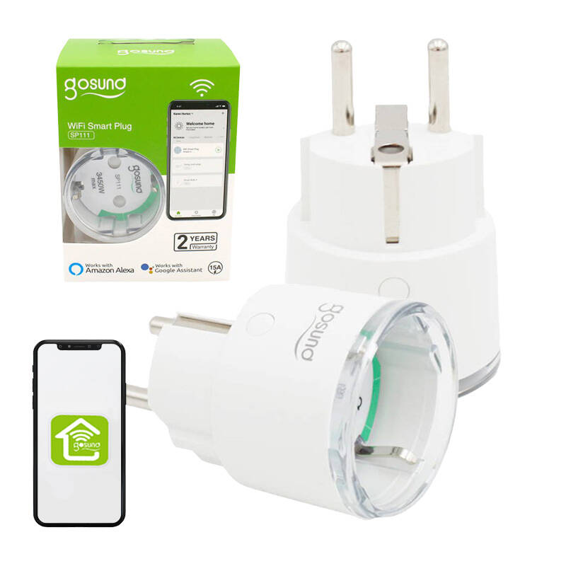Wifi zásuvka 2,4 GHz Gosund Sp111 3680w Tuya 2 ks Měří Watty Programátor