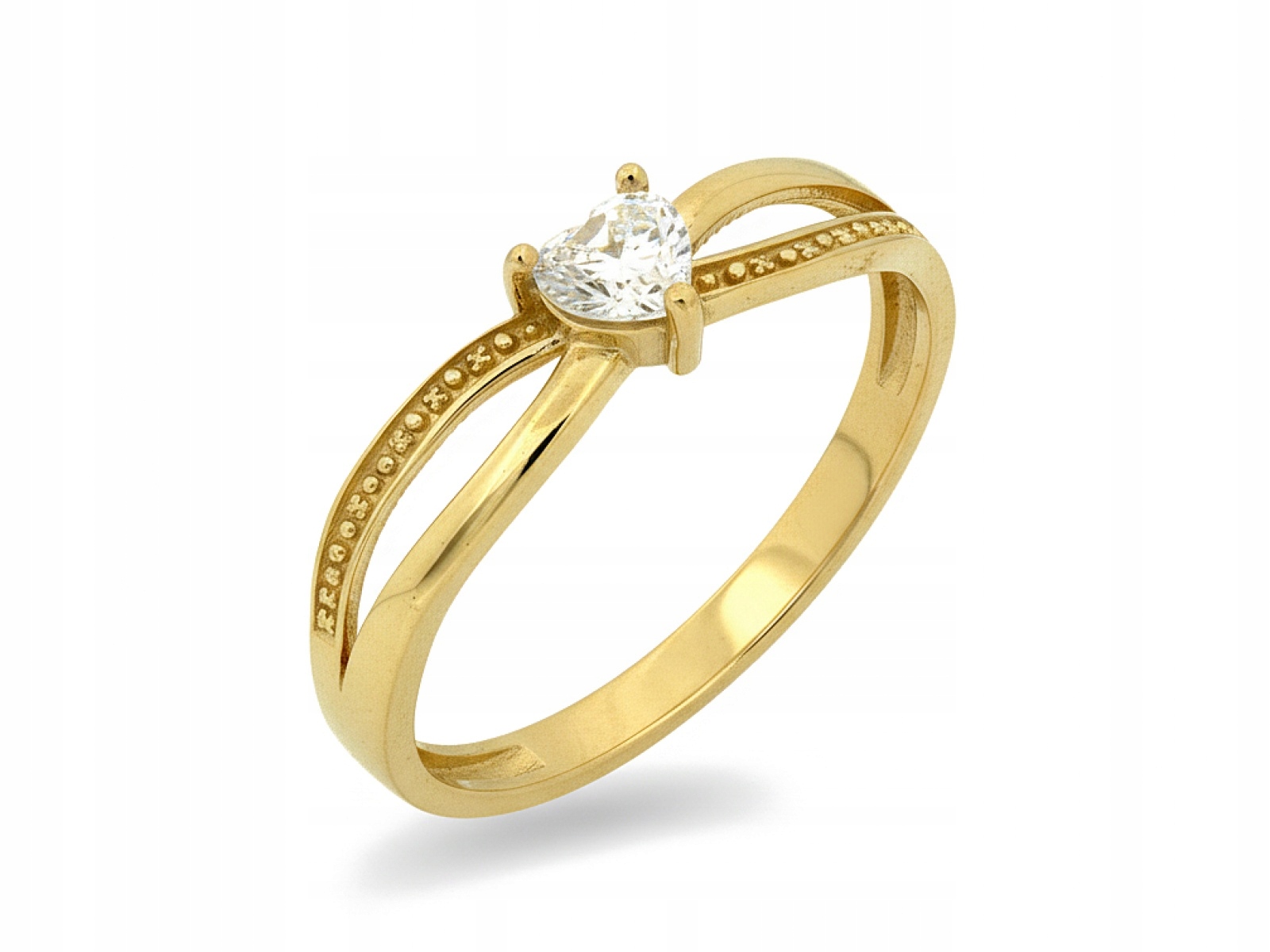 Prstýnek zlatý 585 zirkon srdce protkaný r14 bílé srdíčko 1,82 g