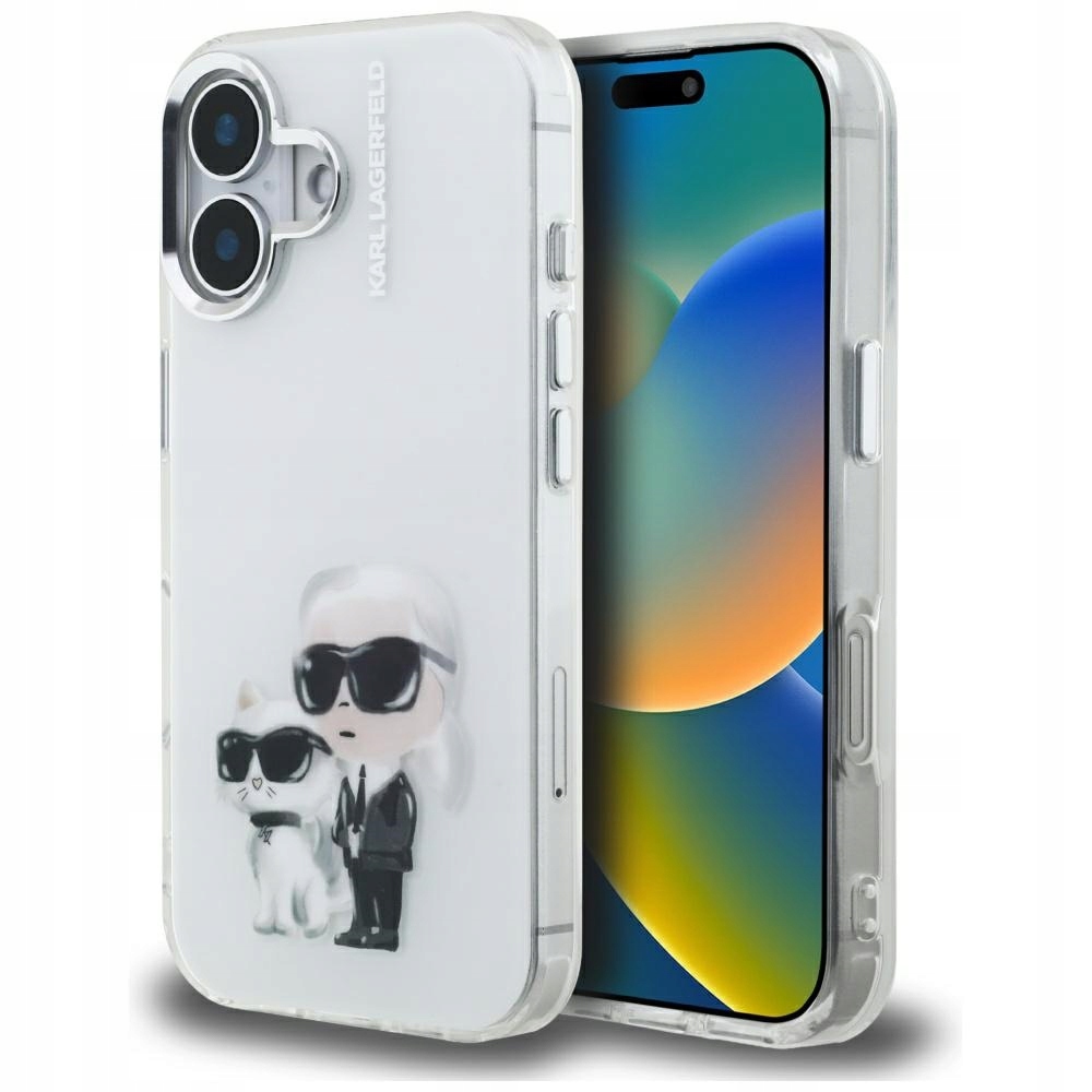 Pouzdro Pro Iphone 16 Karl Lagerfeld IML Akvarel Karl &amp; Choupeette &amp; Logo