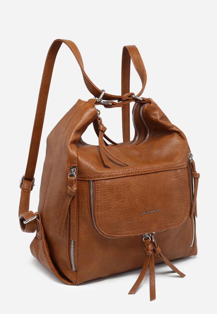 Hnědá dámská městská kabelka Batoh Prostorný Stylový 2v1 Eko Kůže