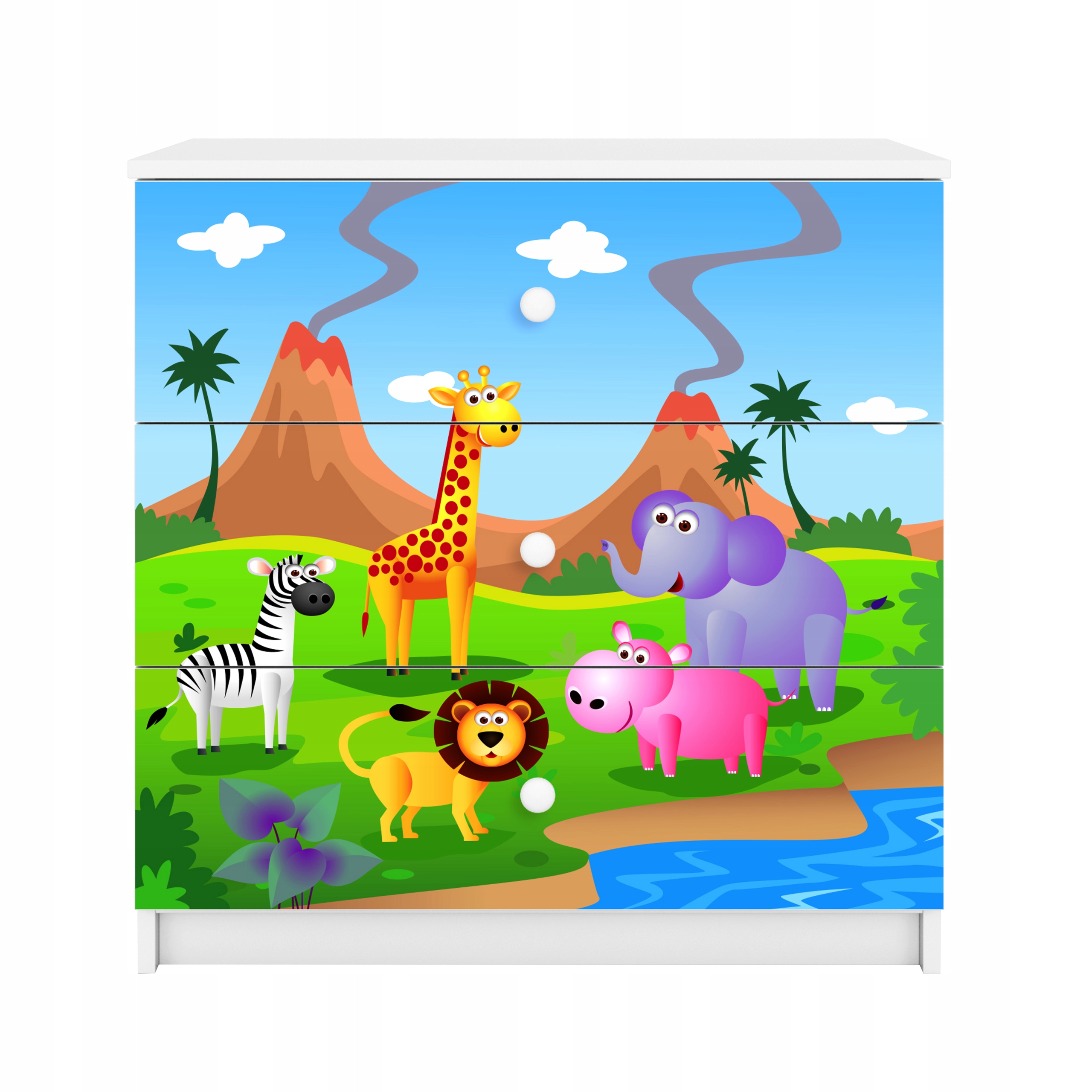 Komoda Babydreams grafika safari bílá 80 cm