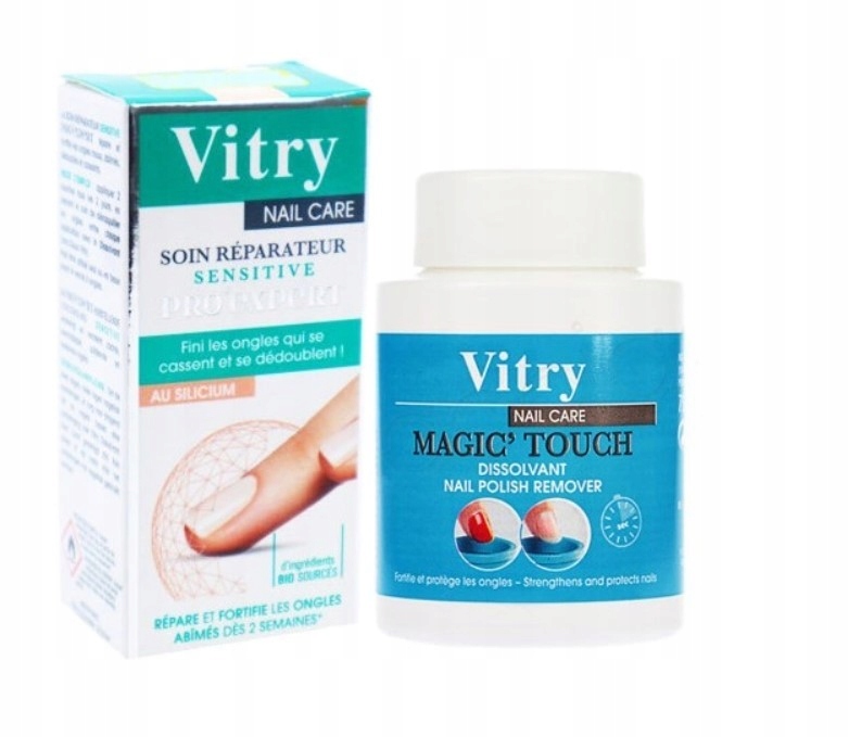 Sada péče o nehty Vitry, odlakovač 75ml gel na opravu nehtů 10ml
