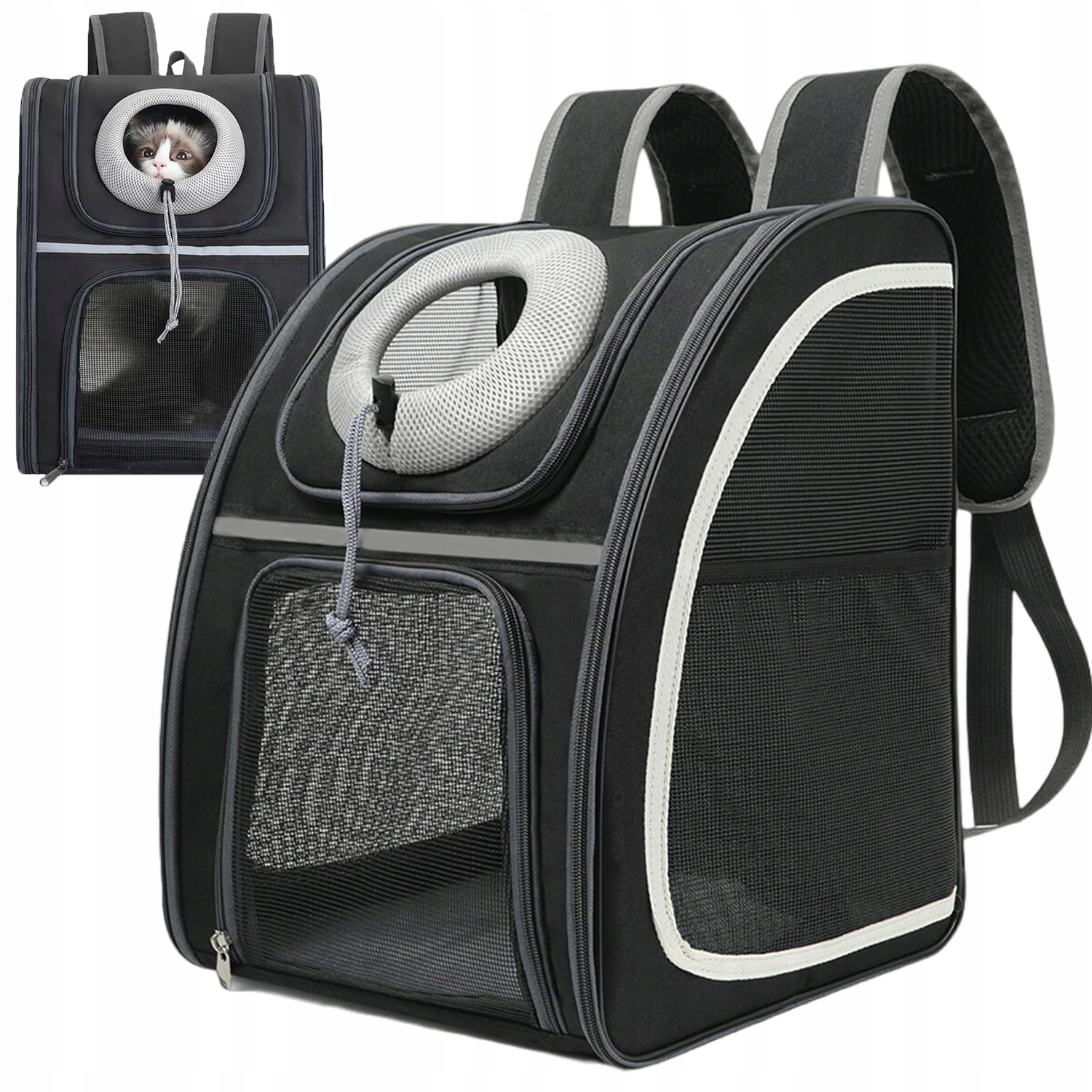 Levně Batoh Přepravka Taška Pro Kočky Pro Psa Větraná Prodyšná Černá