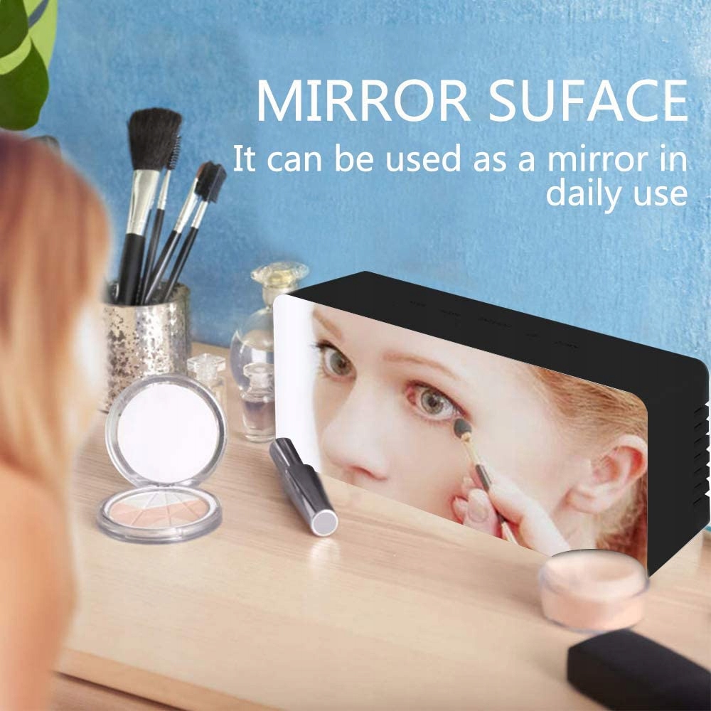 ZEGAR ELEKTRONICZNY LED STOJĄCY BUDZIK LUSTRO ALARM ZEGAREK Szerokość całkowita 14 cm