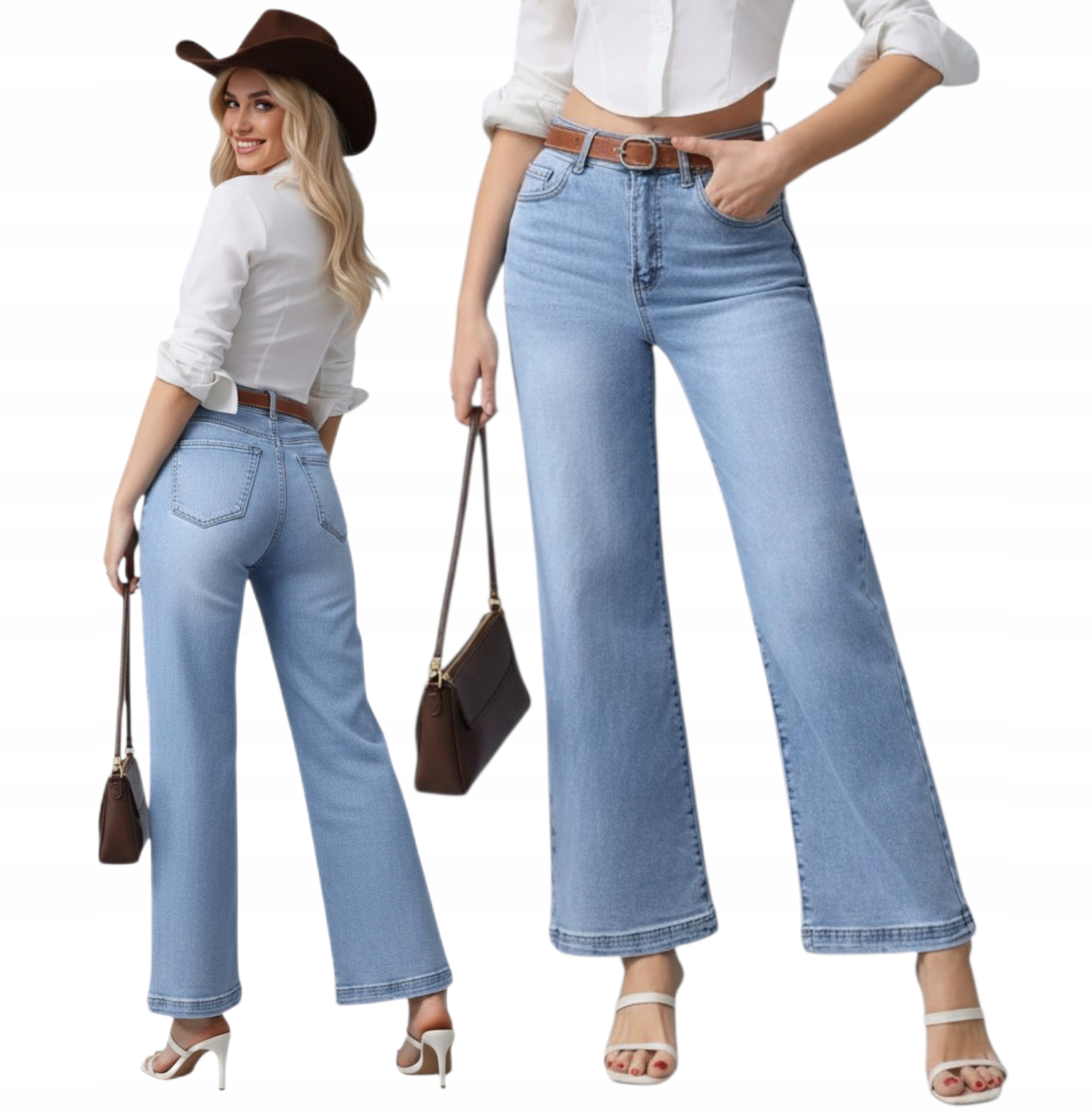 Módní Volné Džínové Kalhoty Typu Wide Leg vel. Xs 34 Světle Modré