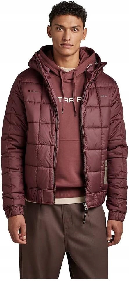 G-star Raw Pánská Prošívaná Bunda S Kapucí Bordó S Jyi