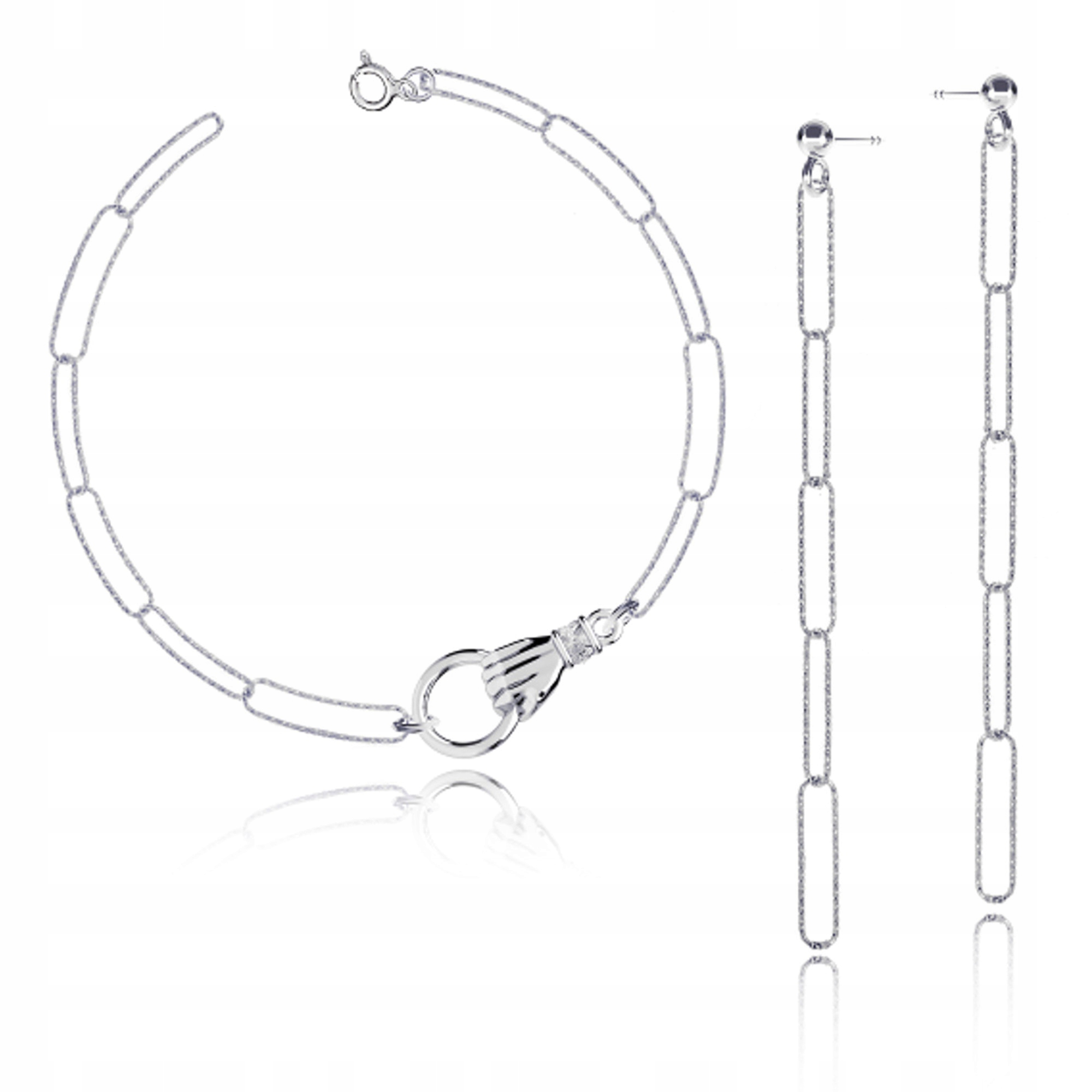 Stříbrný Komplet Řetízek Velký Ankr Oválný Dlaň Ruka stříbro 925