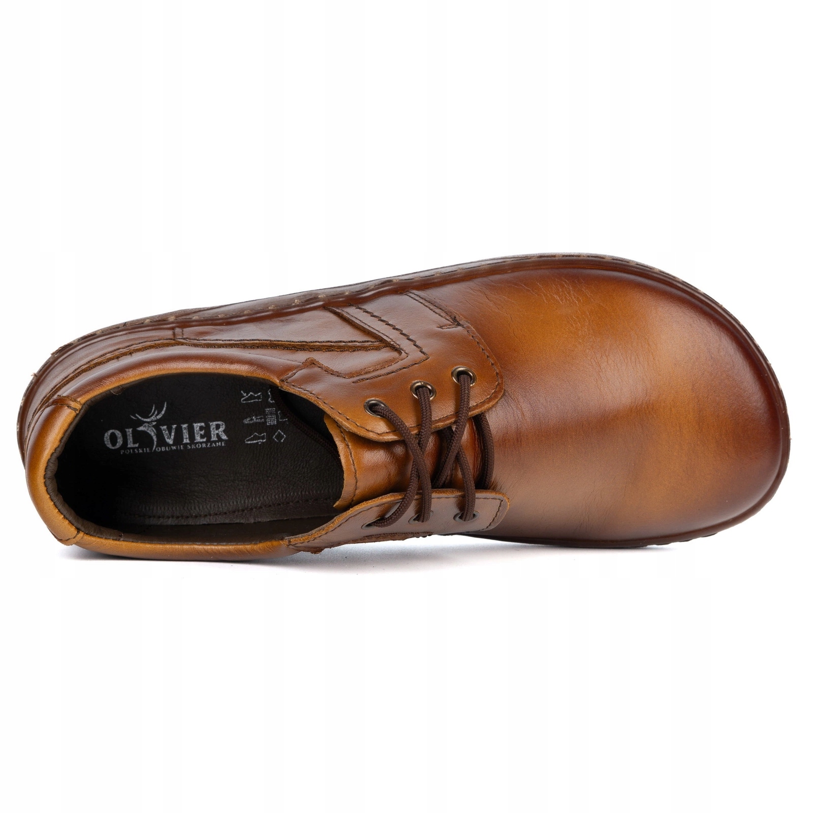 Barefoot Męskie buty skórzane sznurowane 115KZ brązowe 45