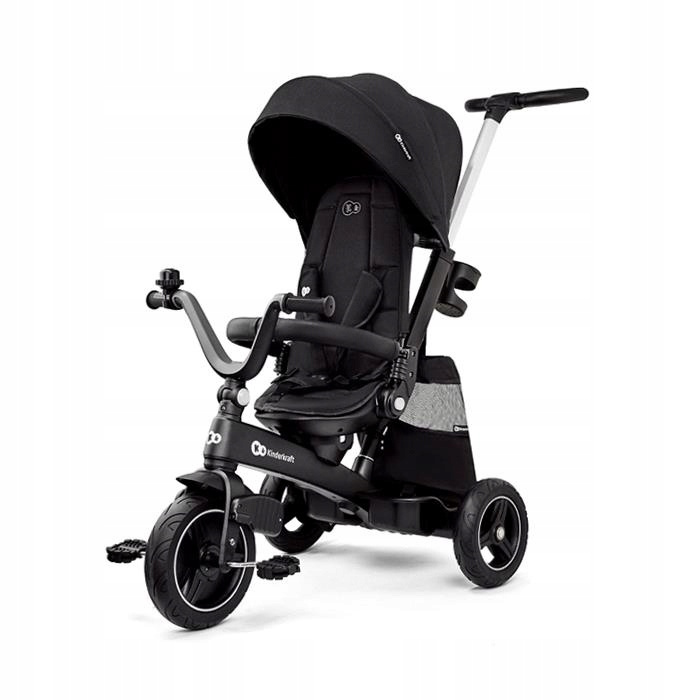 Kinderkraft Rowerek Trójkołowy Easytwist Czarny Wózek Dla Dziecka 1-5 Lat