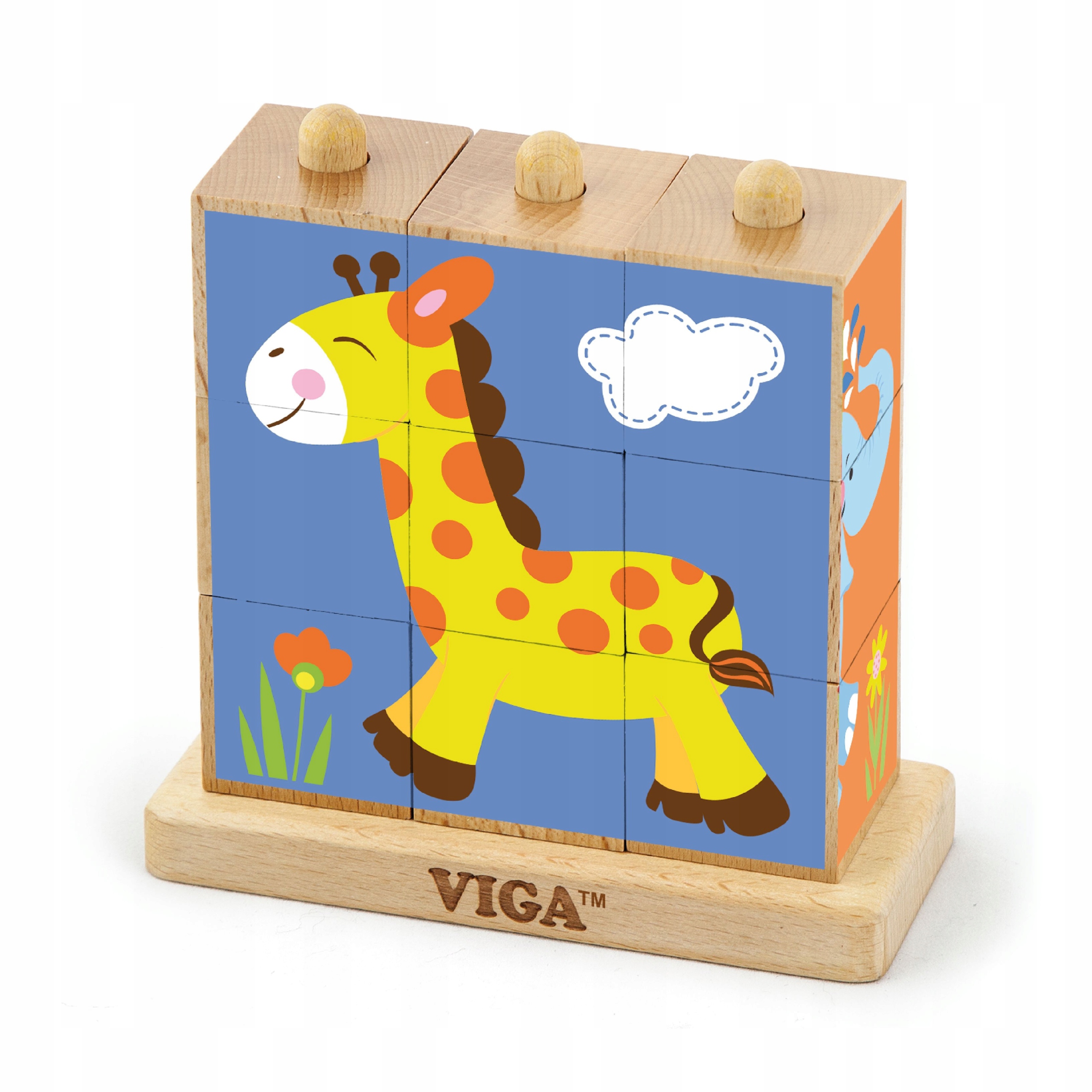 

Viga Drewniana układanka Klocki logiczne Zoo 9 el
