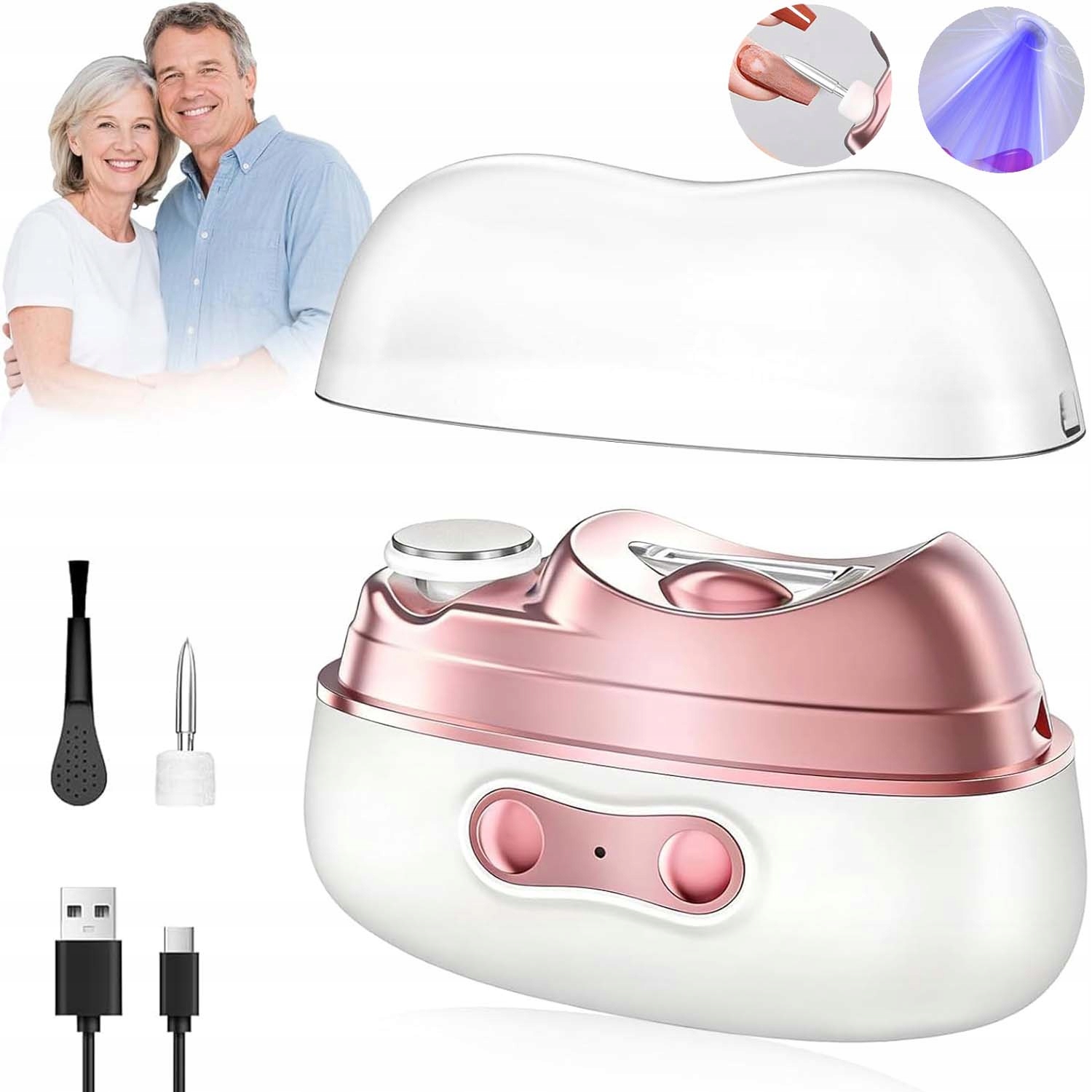 Elektrický Zastřihovač Nehtů 4V1, Elektrický Zastřihovač Nehtů S Uv Zářením