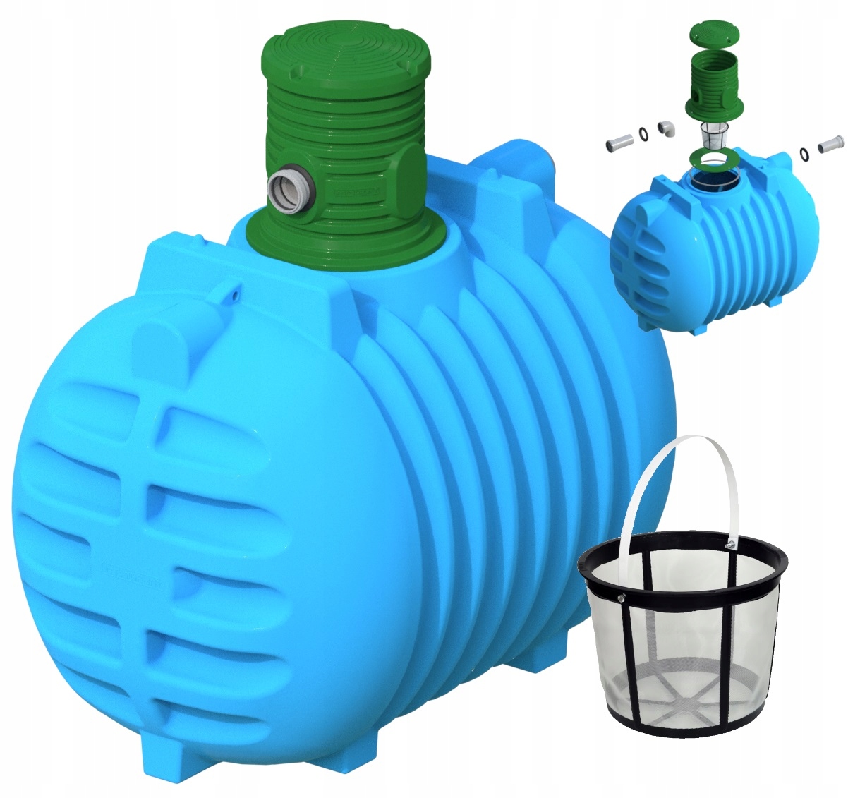 Atestovací nádrž na dešťovou vodu 3000 l s filtrem a nástavcem 3000 l