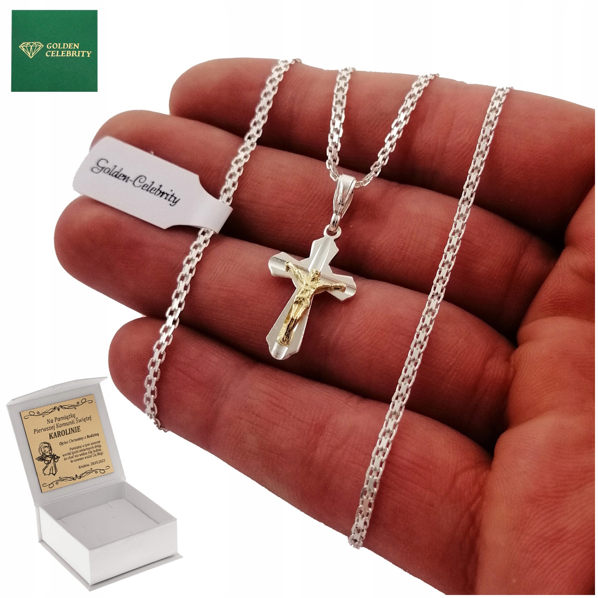 

Srebrny Łańcuszek Z Krzyżykiem Pr. 925 Dedykacja