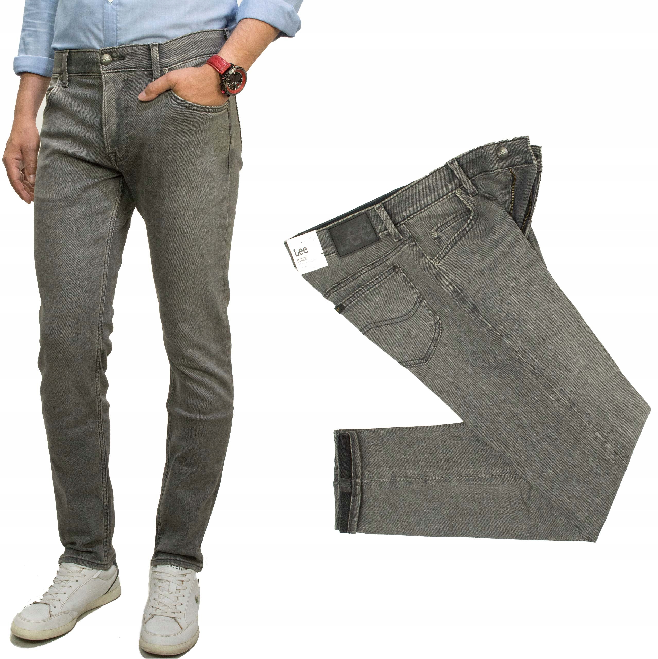 Lee Rider Regal Grey pánské džínové kalhoty šedé slim džíny W36 L34