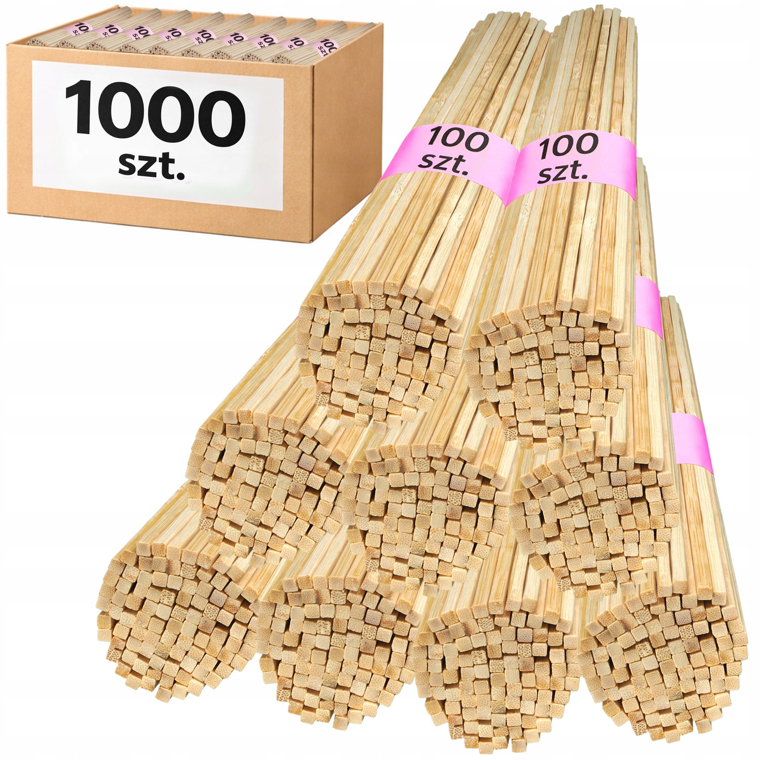 Tyčinky na cukrovou vatu Bambusové Tyčinky čtvercové 40 cm 1000 ks