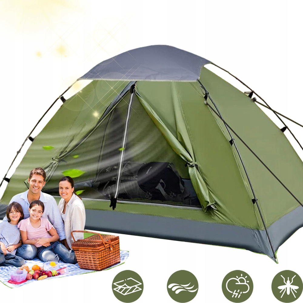 Lehký kempingový stan pro 2 osoby, vodotěsný stínicí přístřešek