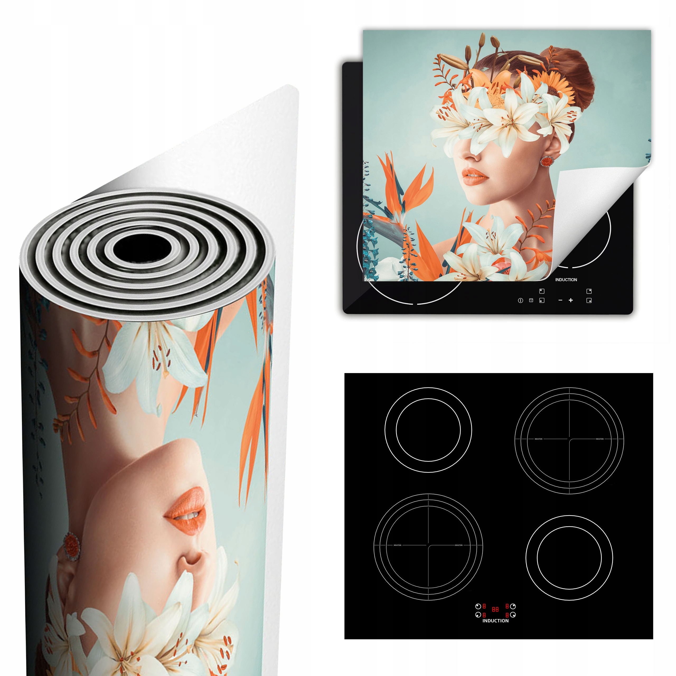 Ochranná Podložka Na Sporák Má Více Místa 60x52 květin žena