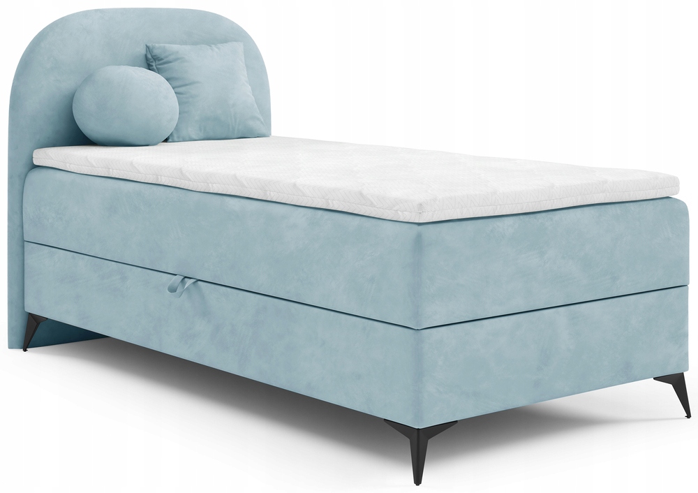 Postel pro mláděž 90x200 cm Lunelle s úložným prostorem, modrá, sametová, levá