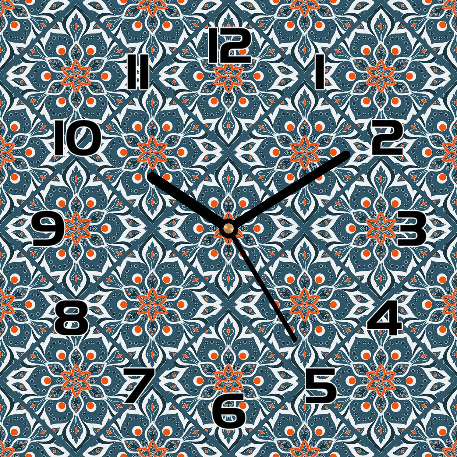 

Nowoczesny zegar na szkle Mandala wzór 30x30 cm