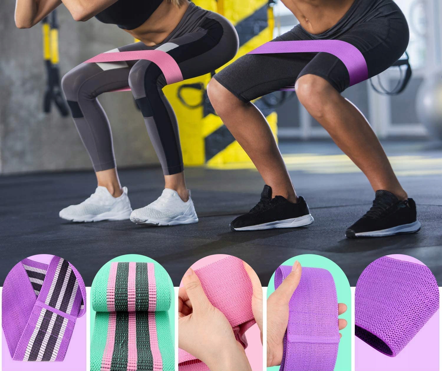 ZESTAW 3 GUMY OPOROWE TAŚMY MATERIAŁOWE DO ĆWICZEŃ Kolor dominujący wielokolorowy