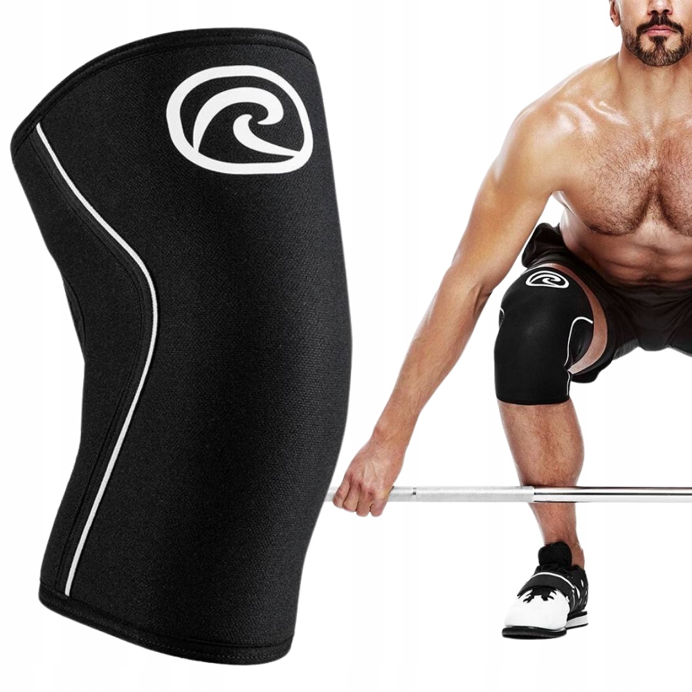 Czarny stabilizator kolana Rehband Power Max 7 mm Neopren rozmiar M
