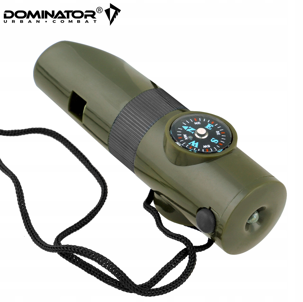 GWIZDEK RATUNKOWY SURVIVAL TURYSTYCZNY DOMINATOR 6w1 Z KOMPASEM TERMOMETREM Marka Dominator