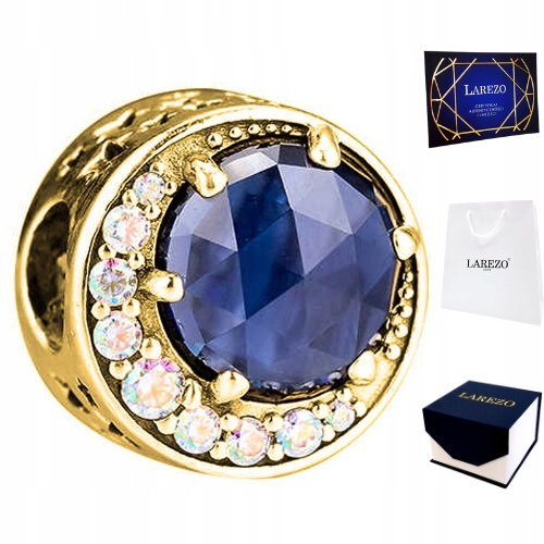 

Charms złoty księżyc niebieski srebro 925