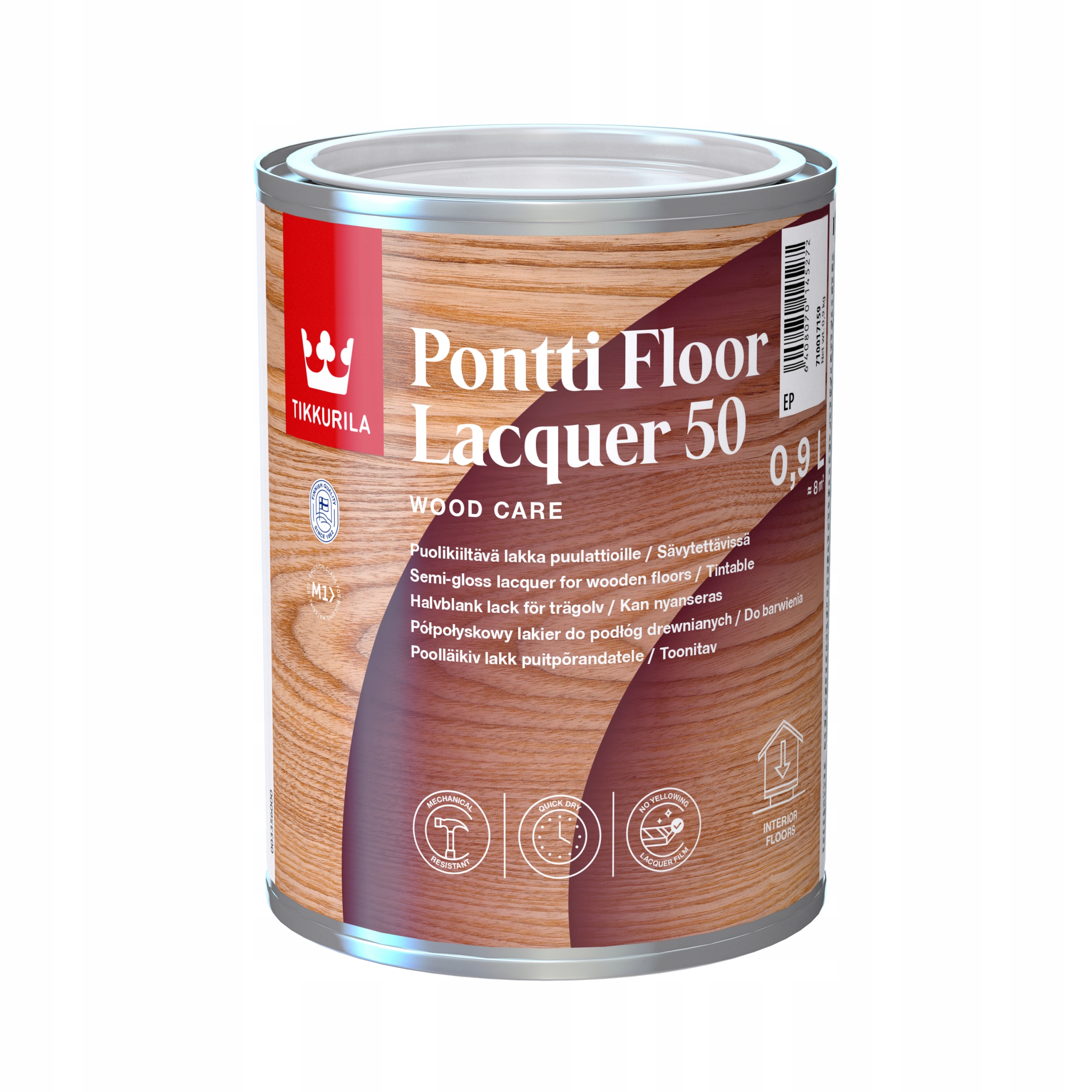 Lak na dřevo, na podlahy Tikkurila Pontti Floor Lacqure 50 0,9L Pololesk