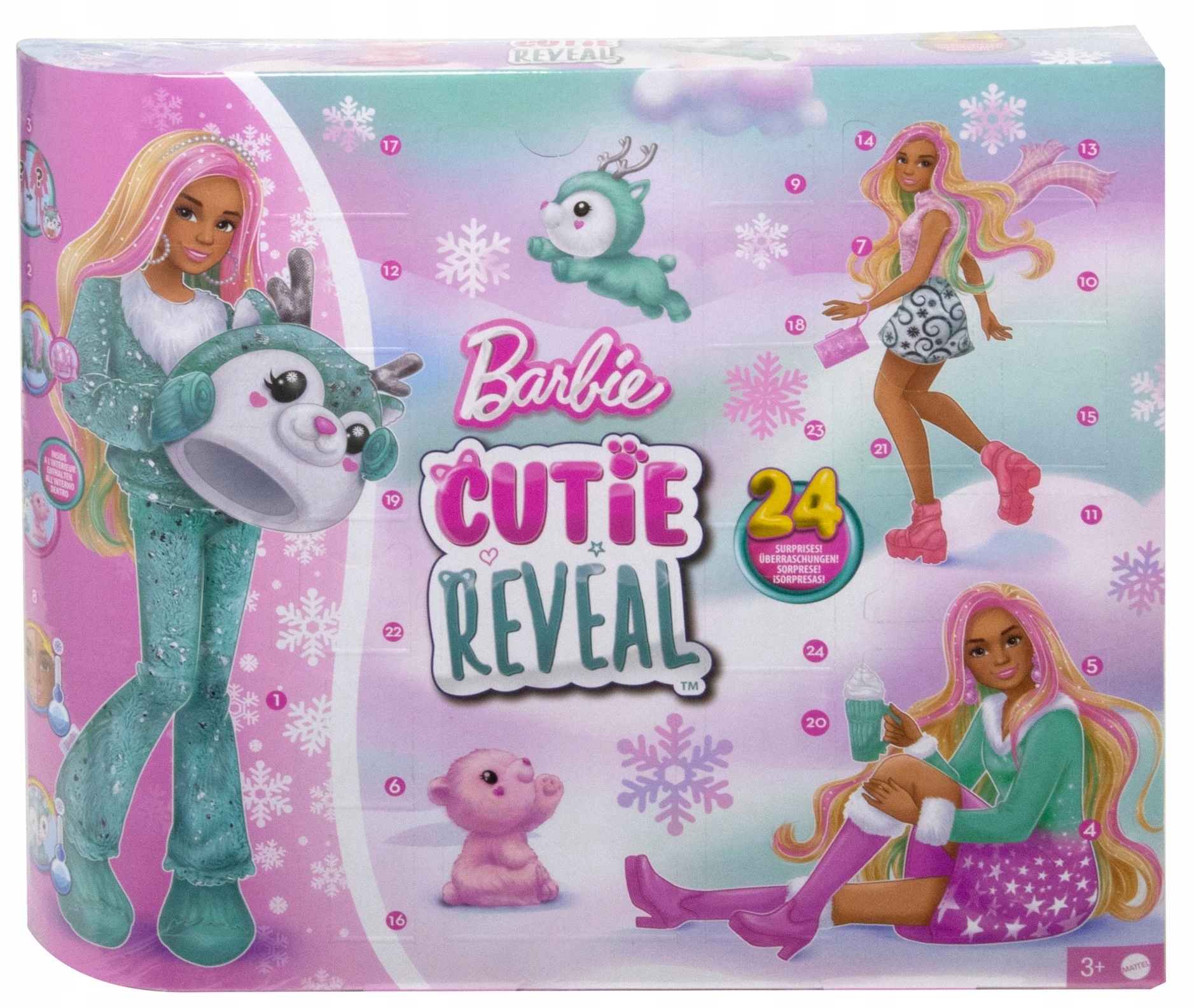 LALKA BARBIE KALENDARZ ADWENTOWY COLOR REVEAL lalka + 23 niespodzianki Wiek dziecka 3 lata +