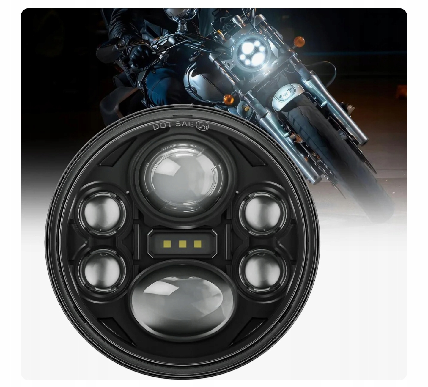 Led reflektor Suparee o Harley Davidson 6500K 9-16V IP65