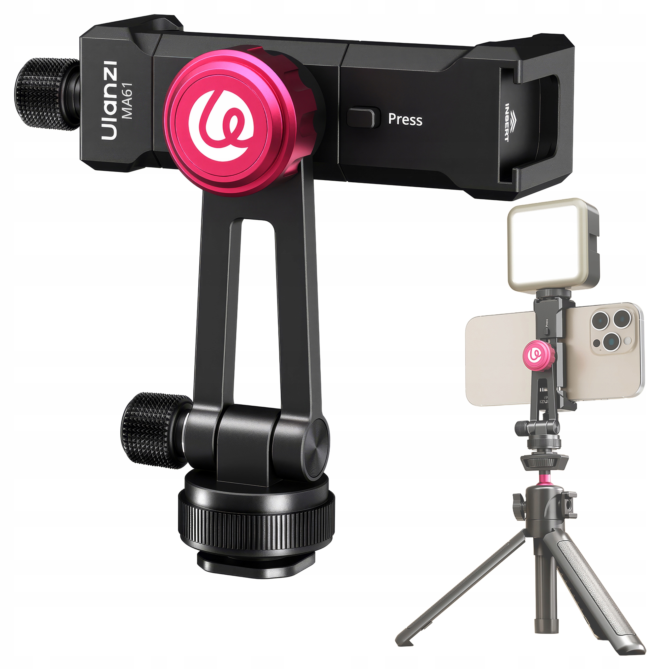 Profesionální držák Ulanzi MA61 Hliník 2x Studená patka Závit 1/4 palce