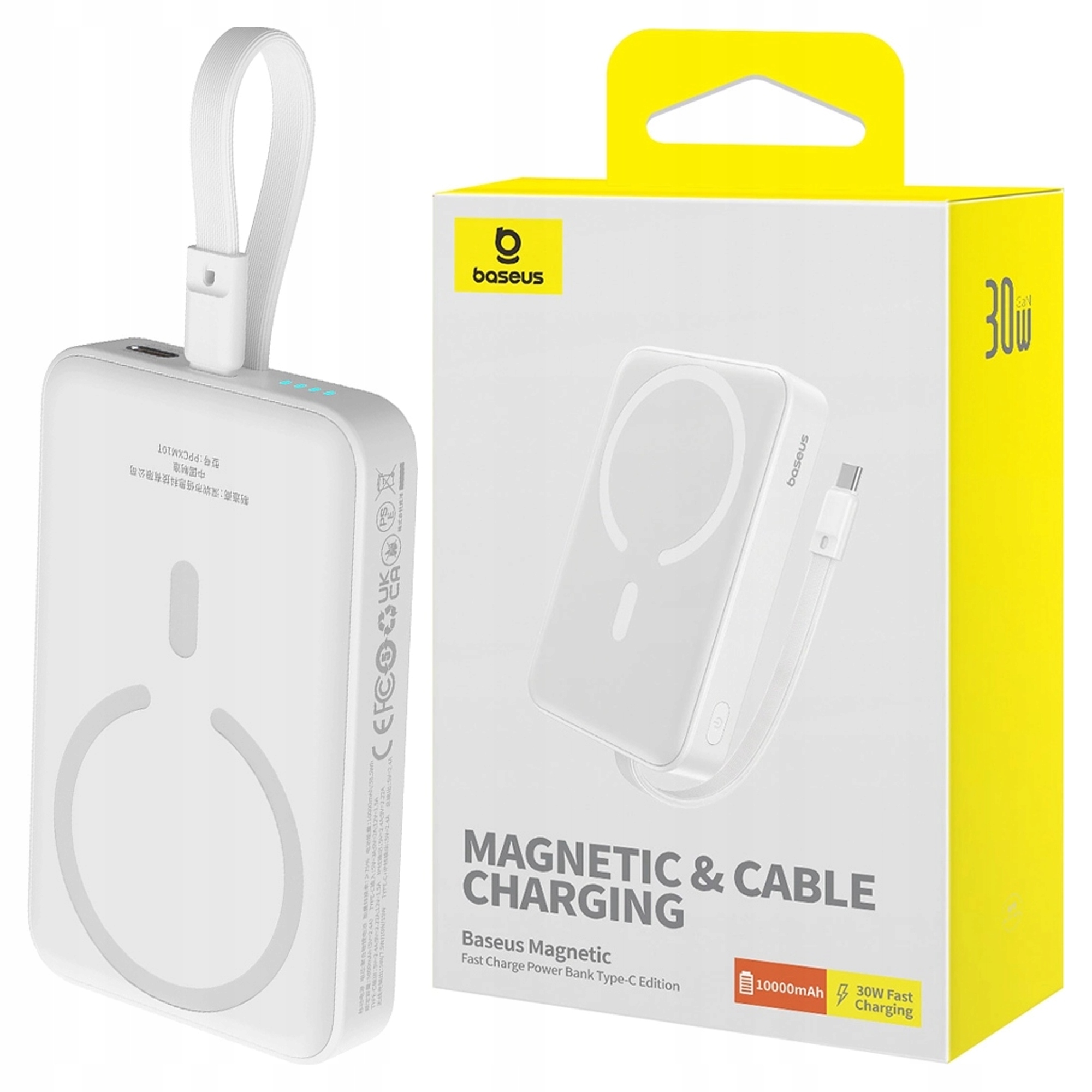 Magnetická powerbanka Baseus Magnetic Mini 10000 mAh, Usb-c 30W MagSafe (bílá)
