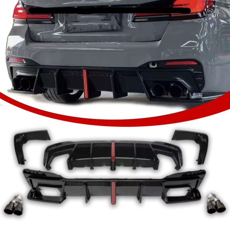 Bmw G30 G31 Difuzér Zadního Nárazníku Spoiler Lampa+koncovky Černý Lesk