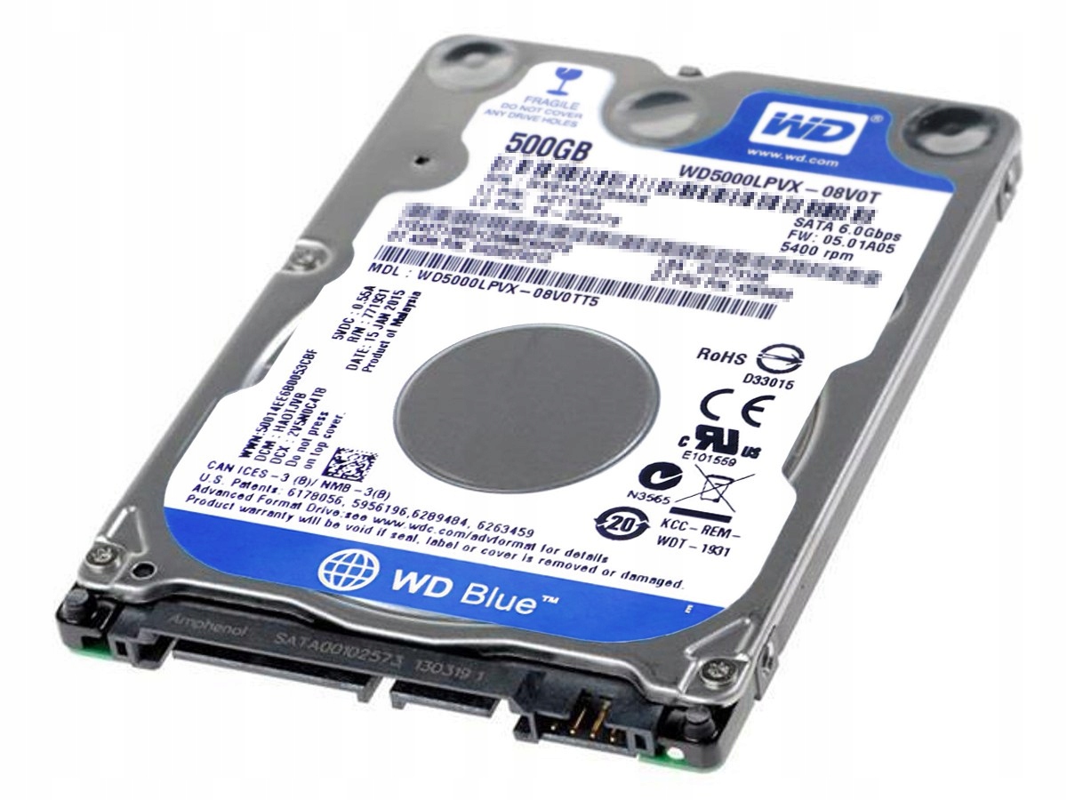 

Dysk twardy Hdd Wd Blue 500GB 2,5'' SATA3 Slim 7mm