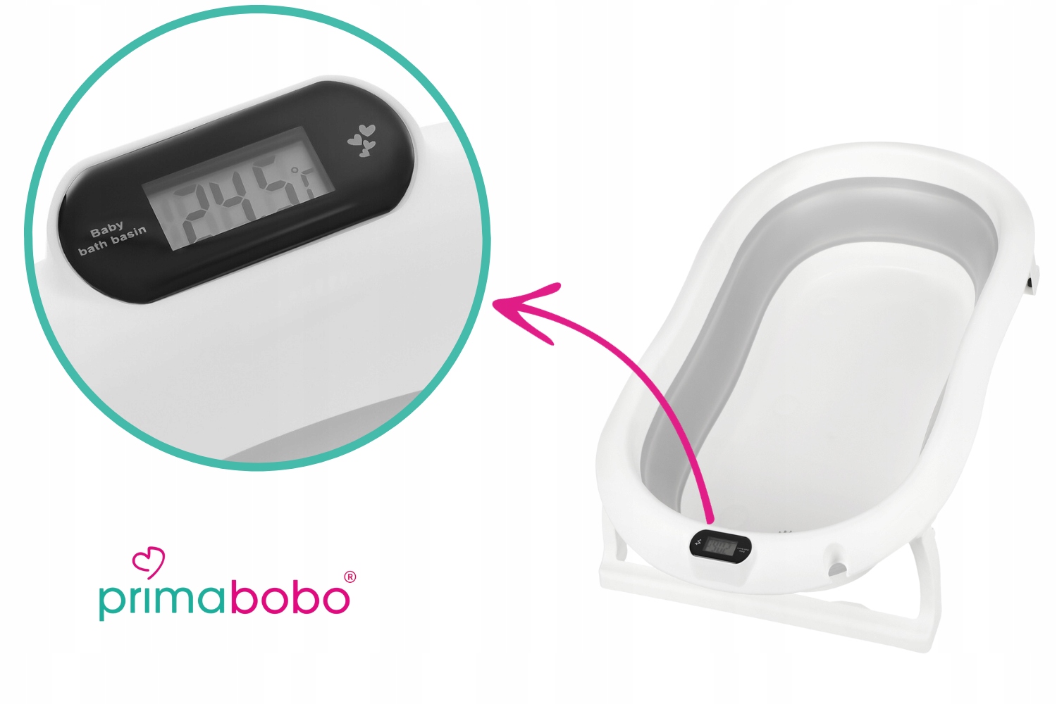 Wanienka składana PREMIUM dla dziecka DUŻA, termometr LCD, PODUSZKA Materiał silikon