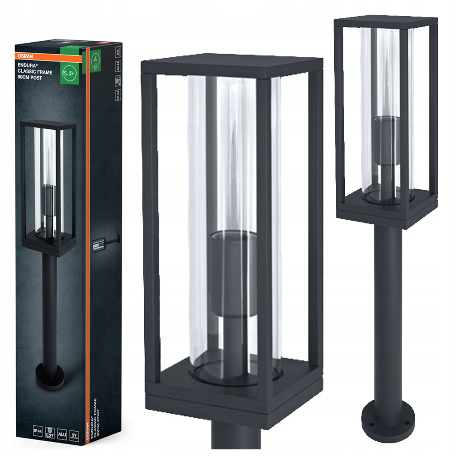 Záhradná lampa Vonkajší stojací stĺpik E27 Šedá IP44 Endura Osram