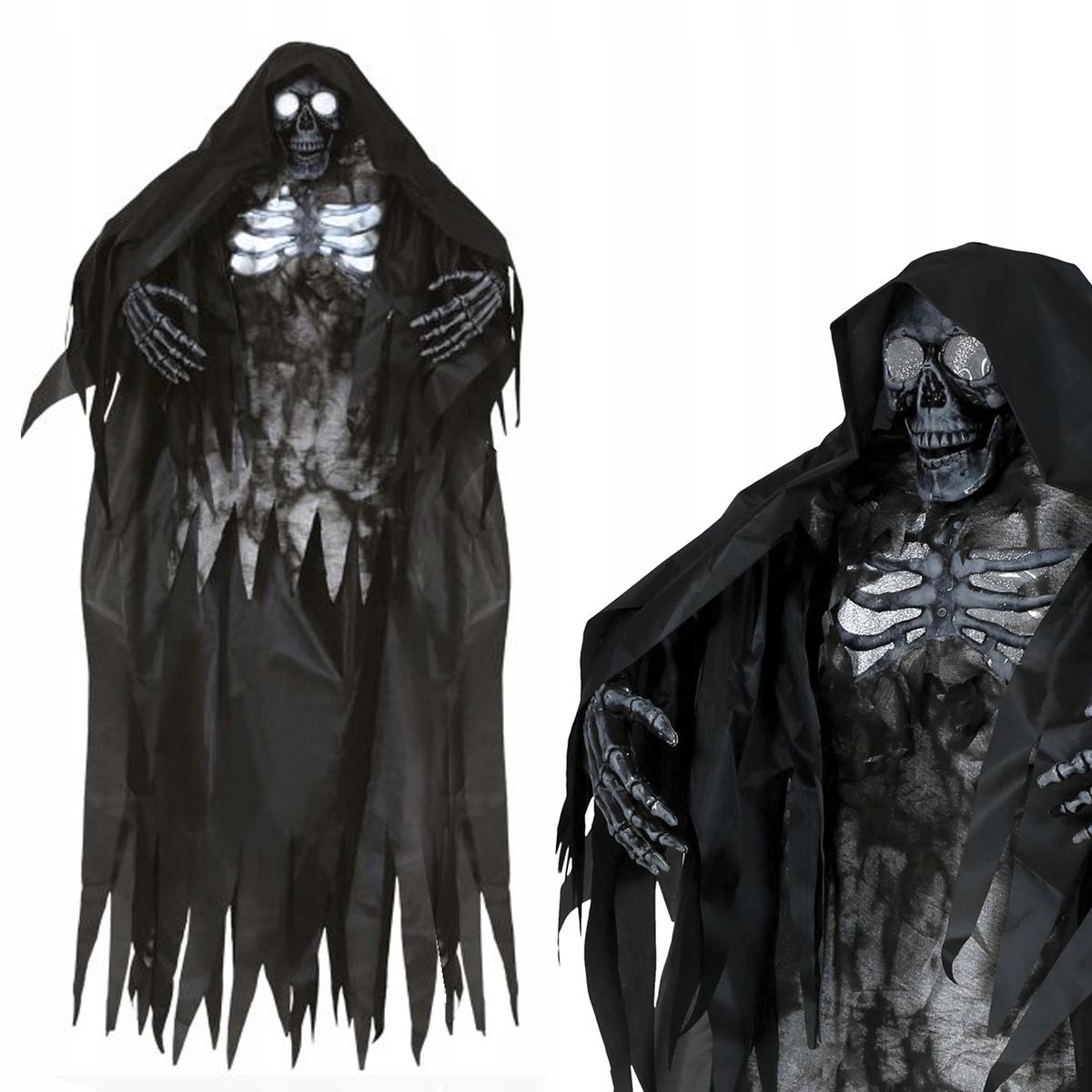 Závěsná Kostra Na Halloween Dekorace Světlo Zvuk Černá 160 cm